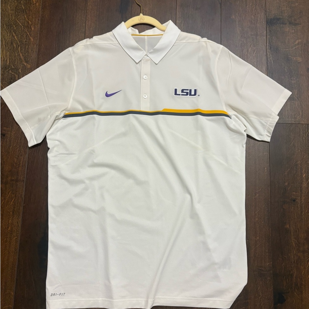 Nike White and Purple Men's Polo Shirt